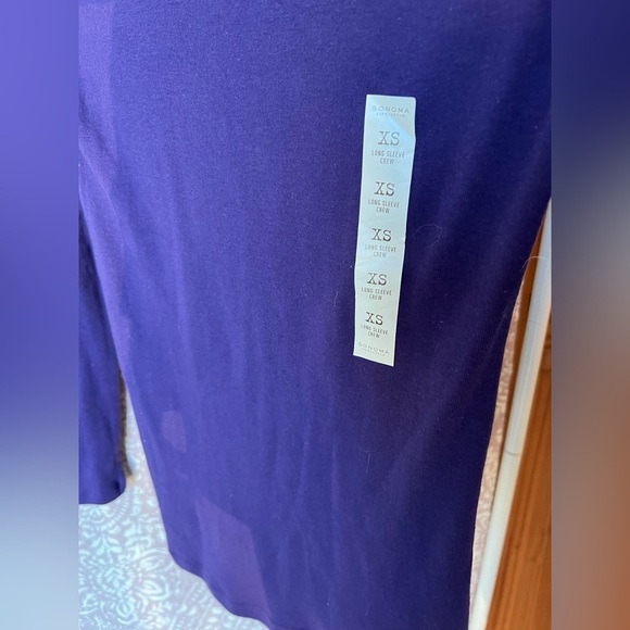 NWT Sonoma Everyday Basic Long Sleeve Purple Stretch Scoopneck Tee - Picture 3 of 6
